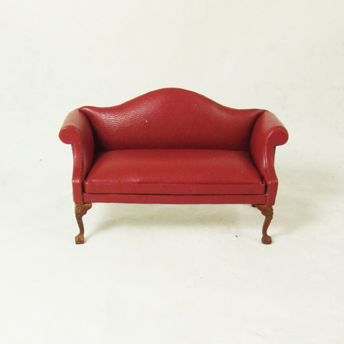 CA059-02 Red, A Red Leather Sofa in 1" scale