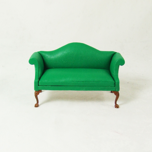 CA059-02 Green, A Green Leather Sofa in 1" scale