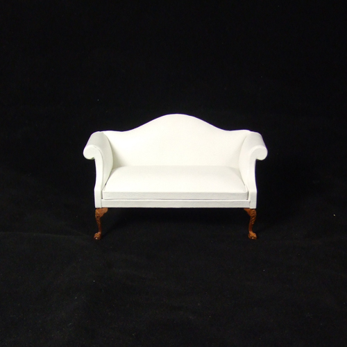 CA059-02 White, A White Leather Sofa in 1" scale
