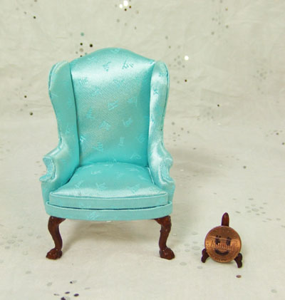 8027-03, Light Blue Wingback Chair in 1" Scale