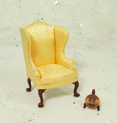 8027-04, Yellow Wingback Chair in 1" Scale