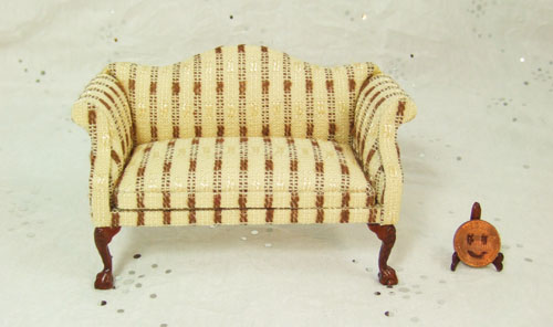 8028-02, Yellow and Brown Stripe Sofa in 1" Scale