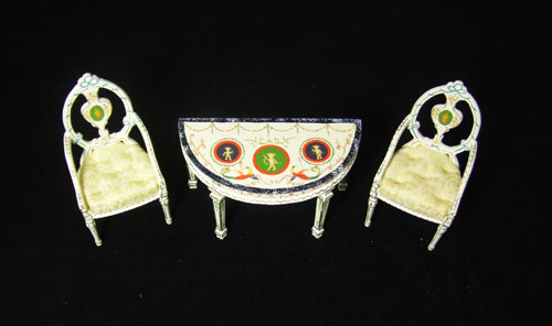 8045-01, White unique design Hand-painted seating set 1" scale