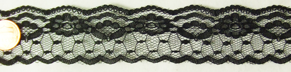 L007, Black SCALLOPED Rose EMBROIDERED LACE