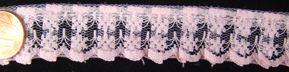 L015, Pink 7/8" Ruffled Candlewick Lace Trim 2ft long