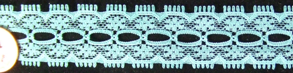 L018, Turq EMBROIDERED LACE Trim - 4ft