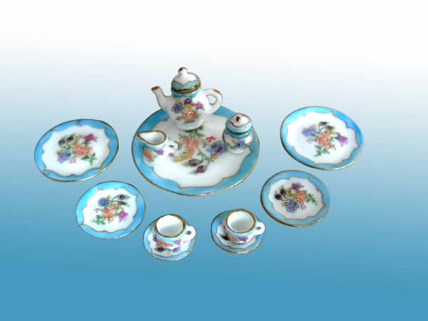 Collectible Sky Blue Porcelain Full Tea Party Set - EP 05026