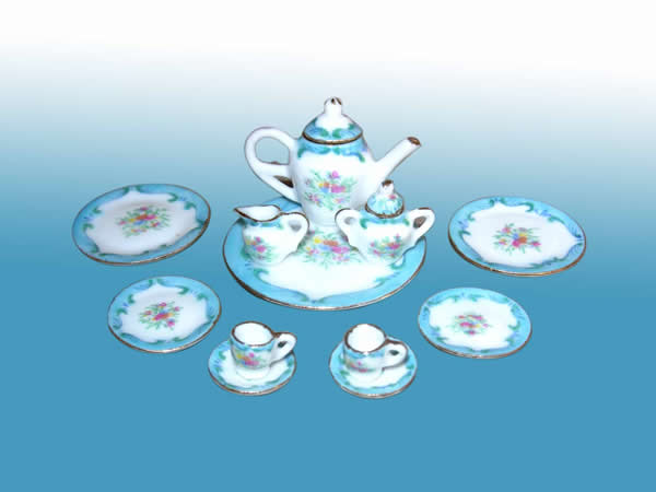 Collectible Blue Porcelain Full Tea Party Set - EP 05033